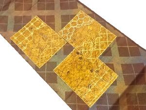 紙布襷に色紙・草花模様織出し袋帯